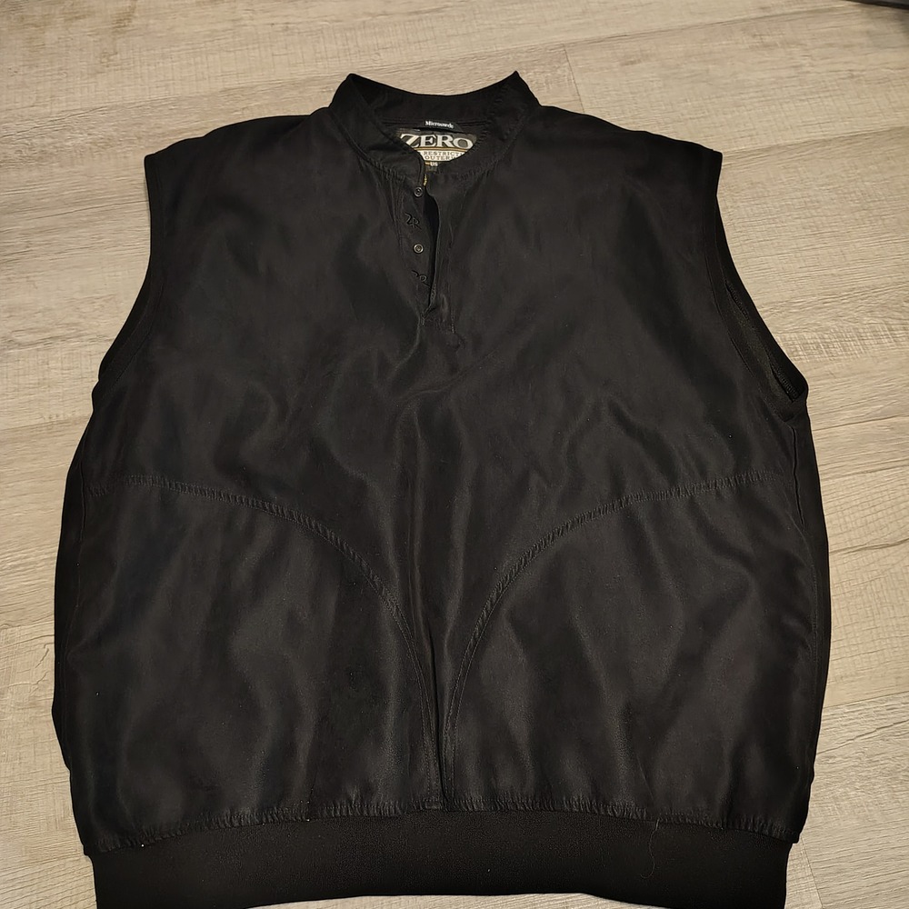 Zero Restriction Golf Outerwear Black Microsuede Vest Quarter Snap Large GOLF
